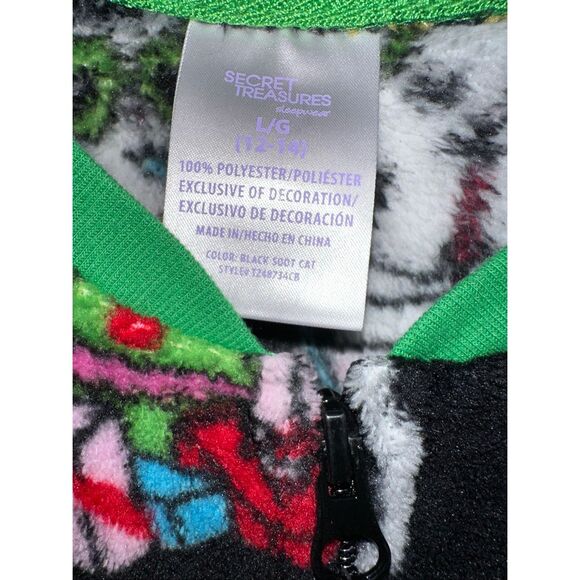 Secret treasures Cat Christmas one piece pajamas Adult Large 12 - 14. Sleepwe - Picture 5 of 7